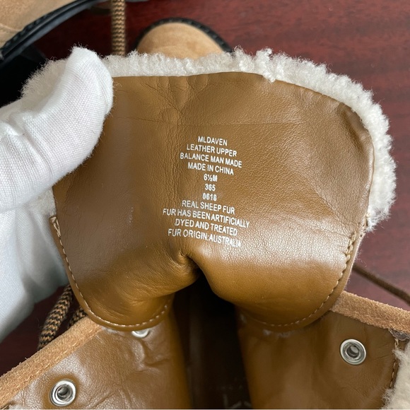 Marc Fisher Daven Hiker Heeled Leather Fur Lace Up Winter Boots - Picture 7 of 8